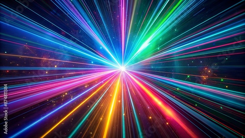 Vivid streaks of colorful light illuminate the vastness of space.