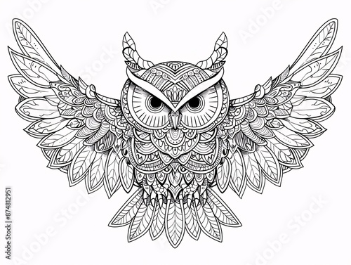 Line art owl coloring page