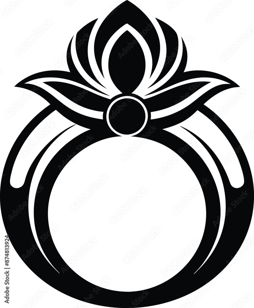 Women Decorative finger ring illustration black and white Women Decorative finger ring illustration black and white