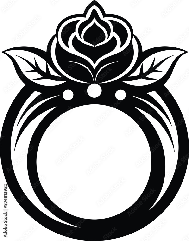 Women Decorative finger ring illustration black and white Women Decorative finger ring illustration black and white