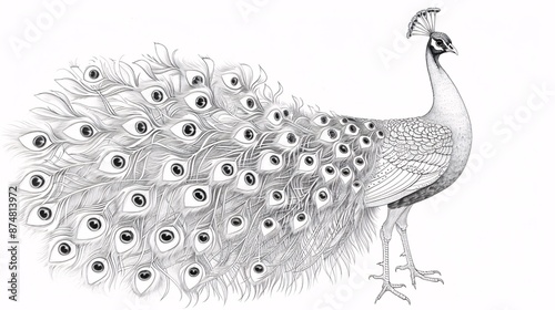 Peacock coloring page line art 