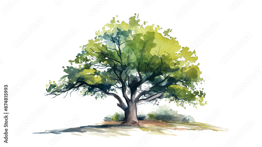 Watercolor big tree isolated on a transparent background Watercolor big tree isolated on a transparent background