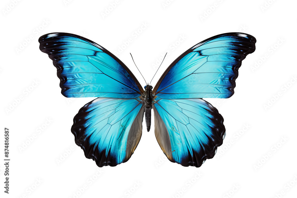 Obraz premium Beautiful cyan butterfly PNG with transparent background for design projects 