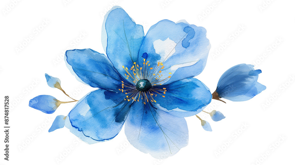 Fototapeta premium A Watercolor Blue Flower isolated on a transparent background