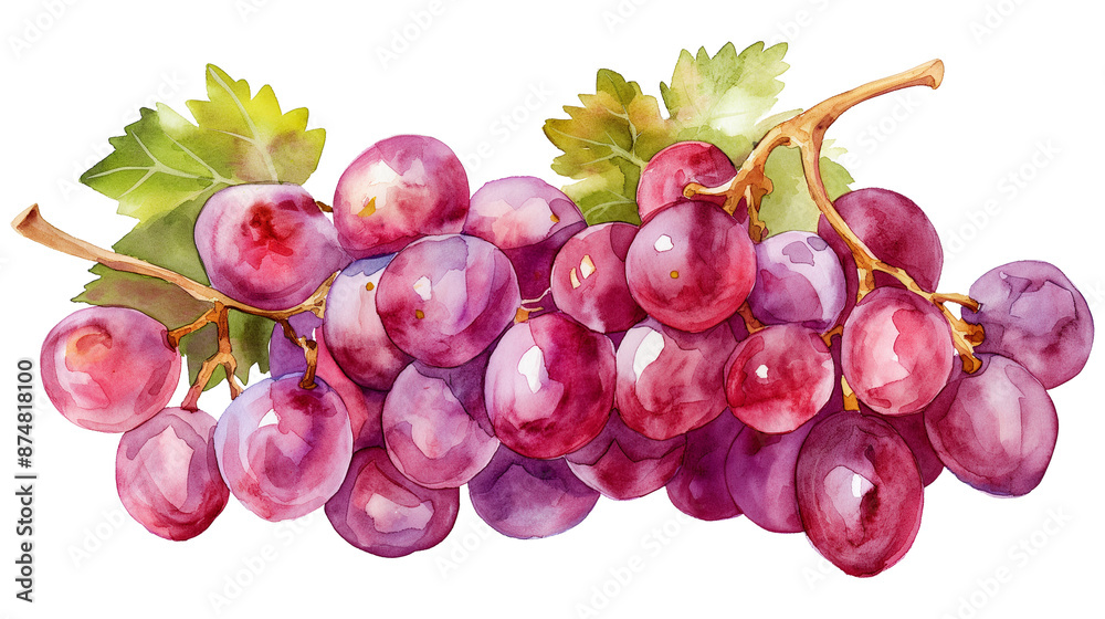 Fototapeta premium A Watercolor Bunch of grapes isolated on a transparent background
