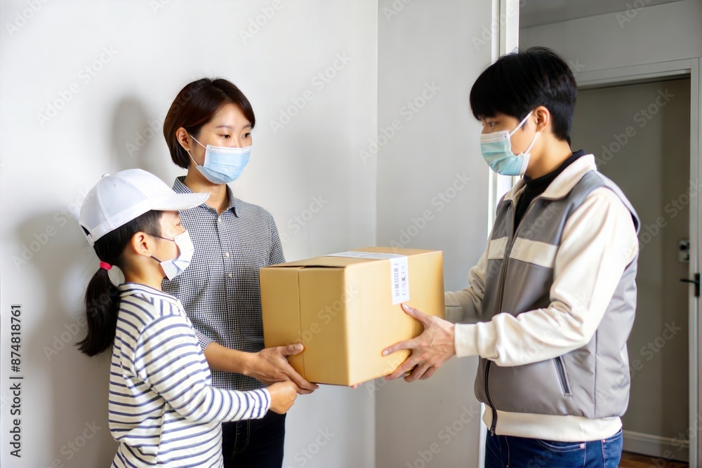 Delivery Person with Asian Family and Packages
Delivery Person with Asian Family and Packages