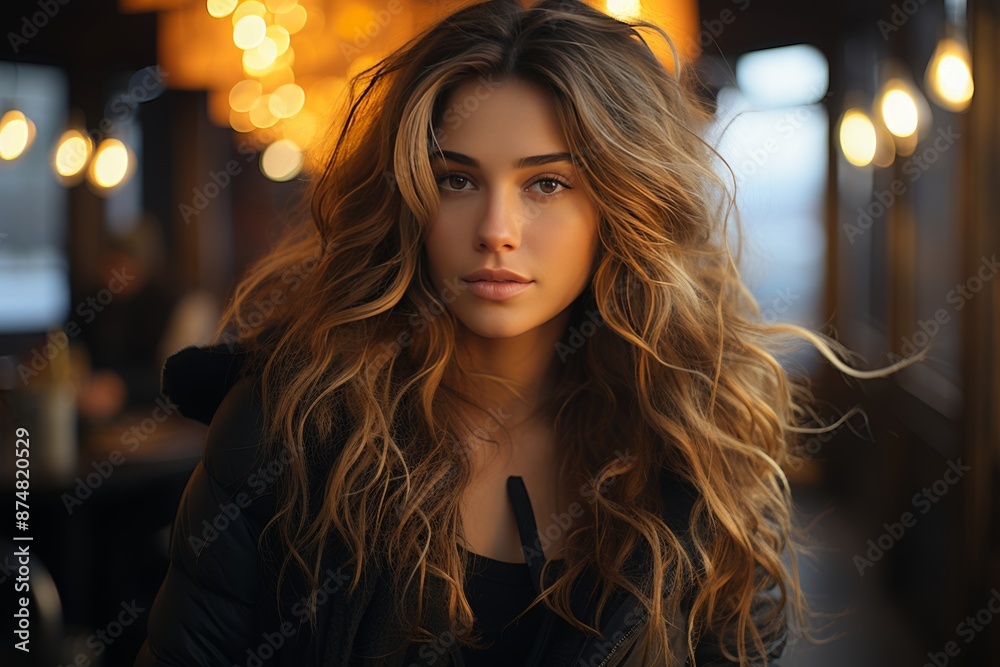 Close up of a stylish and charming young woman having a conversation on her phone Close up of a stylish and charming young woman having a conversation on her phone