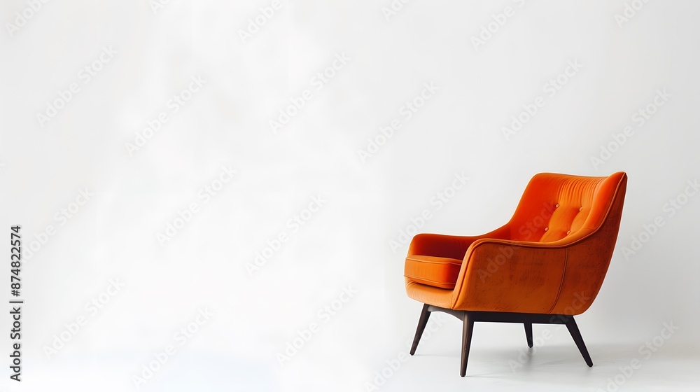 Modern orange chair isolated on white background. 