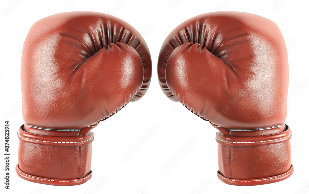 Pair of brown leather boxing gloves, cut out Pair of brown leather boxing gloves, cut out