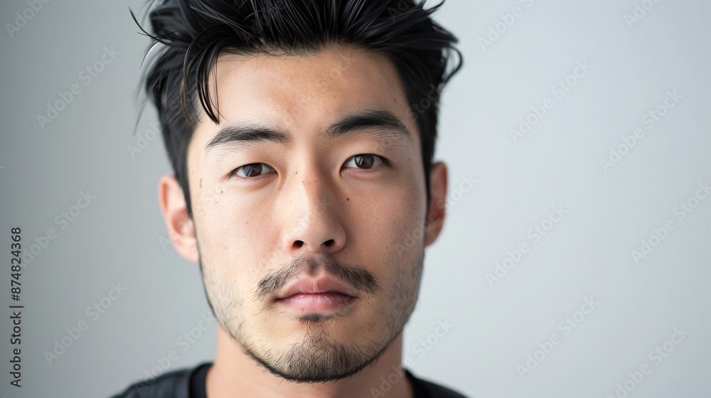 Serious Asian man looking at camera, isolated on white background. Serious Asian man looking at camera, isolated on white background.