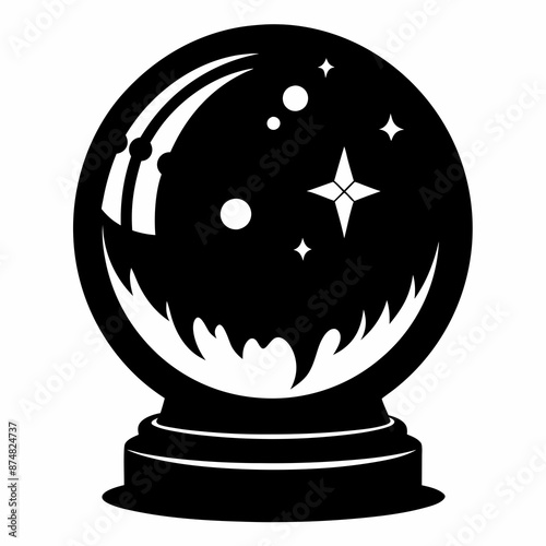 halloween crystal ball black vector silhouette