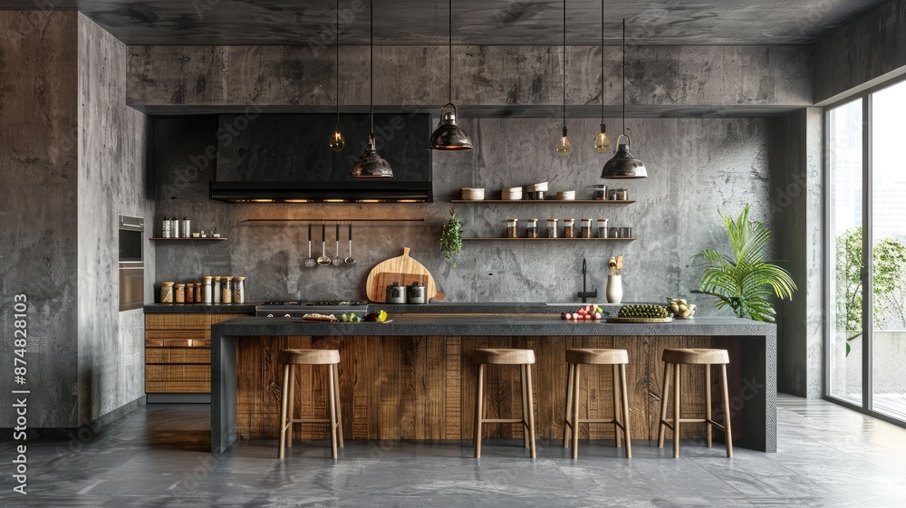Modern Industrial Kitchen Interior Design - A modern industrial kitchen ... - Industrial Kitchen Interior Design