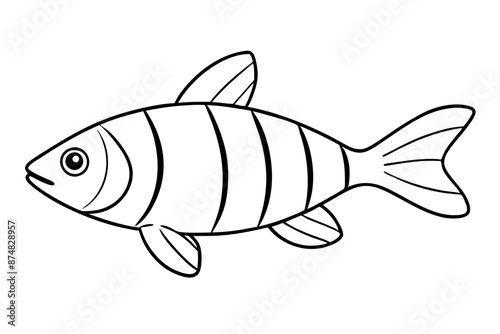 Banded rainbow fish line cut vector illustration.