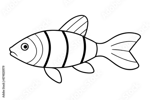 Banded rainbow fish line cut vector illustration.