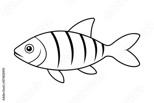 Banded rainbow fish line cut vector illustration.