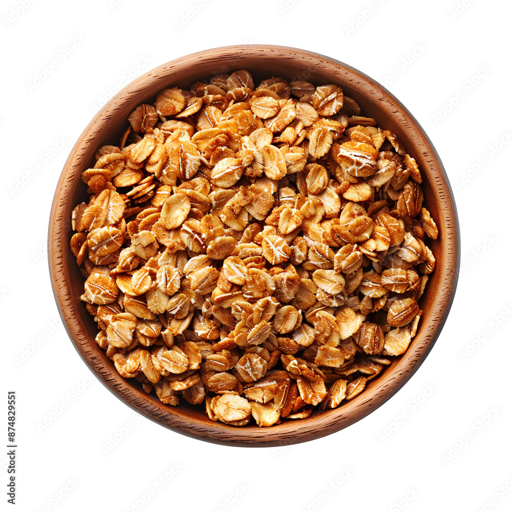 Bowl full of oats PNG. Oatmeal in bowl top view PNG. Fibre rich oats flat lay isolated