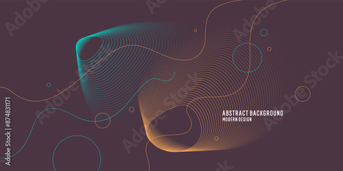 Wavy, wriggling lines on a dark background. Abstract background with amorphous shapes. A template for placing text and information. Beautiful stylish design.