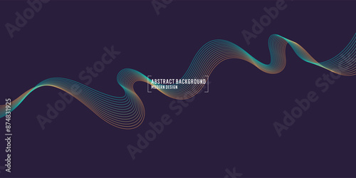 Wavy, wriggling lines on a dark background. Abstract background with amorphous shapes. A template for placing text and information. Beautiful stylish design.