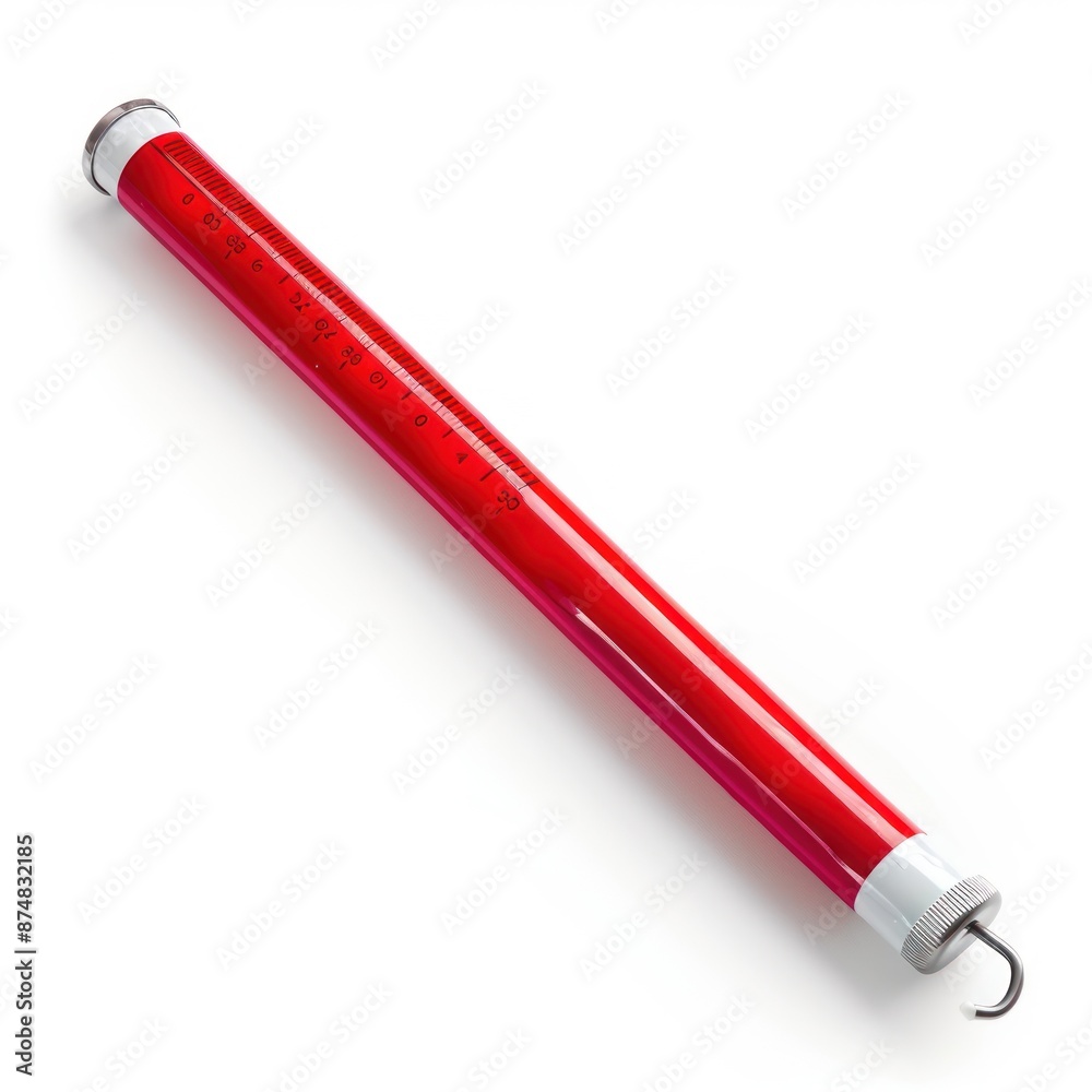 Red Glass Tube With a Hook and Measurement Markings