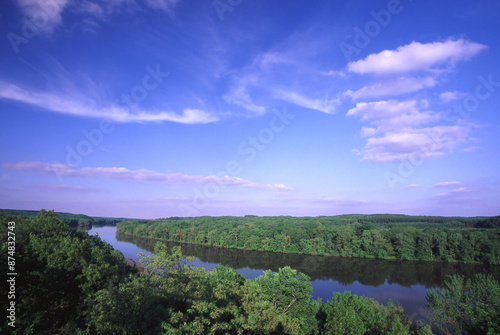Sweeping view of the Rock River Valley from Castle Rock in northern Illinois