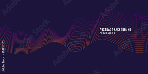 Wavy, wriggling lines on a dark background. Abstract background with amorphous shapes. A template for placing text and information. Beautiful stylish design.