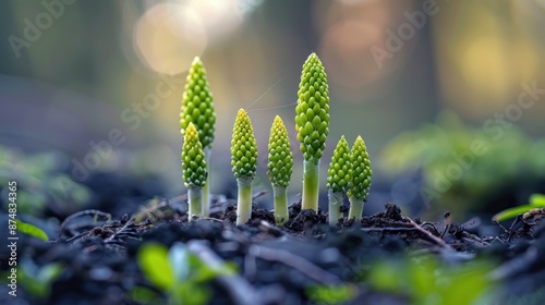 Green Sprouts Emerging from the Earth © pector