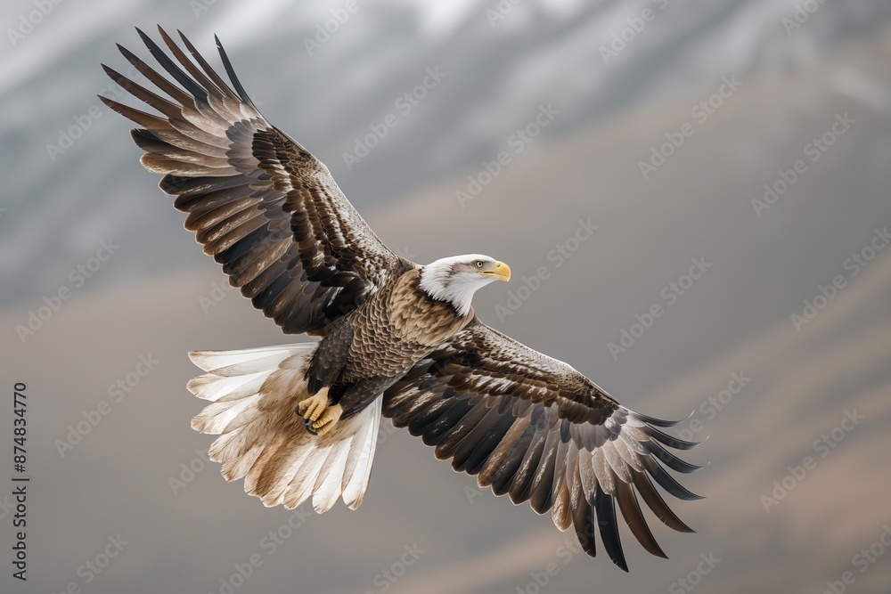 An extraordinary image capturing an eagle in full flight, its wings fully extended, soaring above a mountainous terrain. The shot perfectly captures the bird’s grace and dominance in the skies. An extraordinary image capturing an eagle in full flight, its wings fully extended, soaring above a mountainous terrain. The shot perfectly captures the bird’s grace and dominance in the skies.