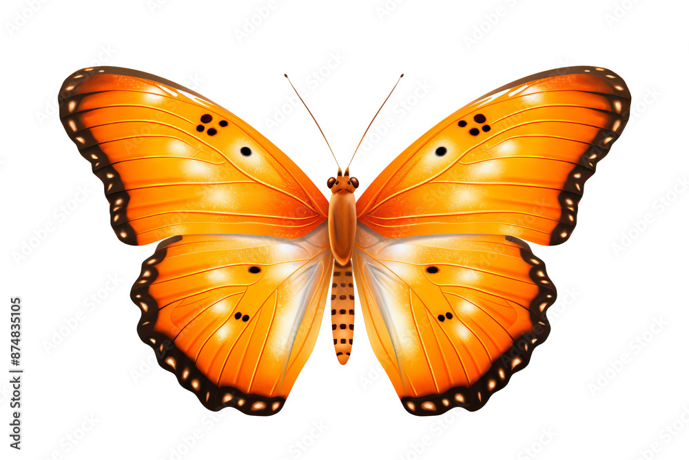 Fototapeta premium Beautiful orange butterfly in PNG style with transparent background for digital art and design projects