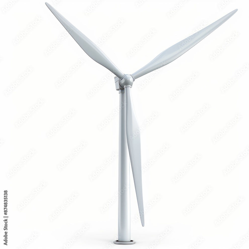 Wind Turbine with Three Blades Against a White Background Wind Turbine with Three Blades Against a White Background