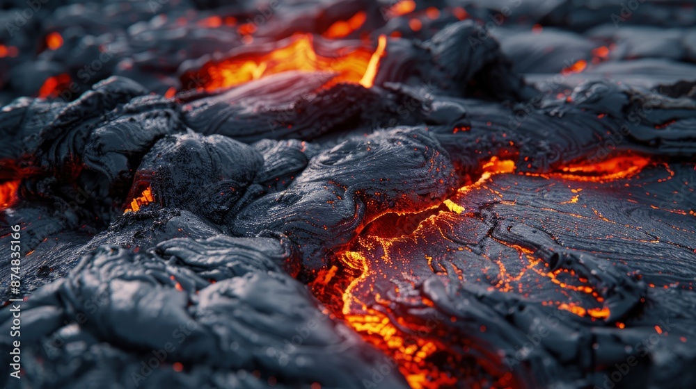 Black Volcanic Rock And Cooled Magma Formed A Stark Contrast Black Volcanic Rock And Cooled Magma Formed A Stark Contrast