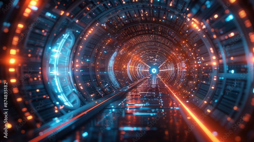 Fototapeta premium Futuristic Tunnel with Neon Lights