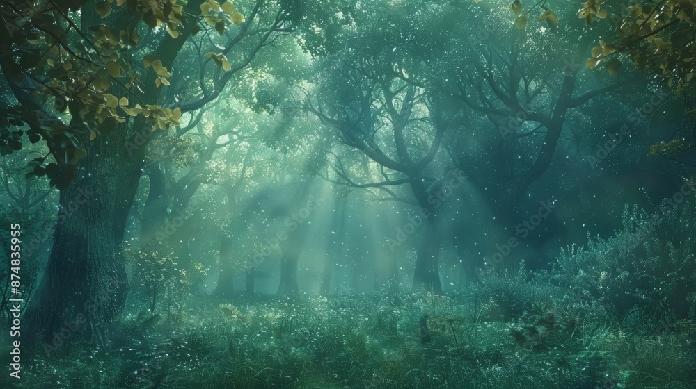 Obraz premium In this dreamlike forest the only sound you can hear is the faint whisper of the leaves as they rustle in the unnatural wind