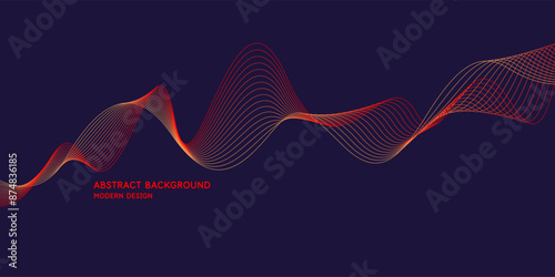 Wavy, wriggling lines on a dark background. Abstract background with amorphous shapes. A template for placing text and information. Beautiful stylish design.