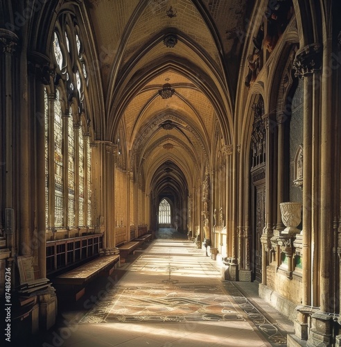 Timeless Stories: Unveiling Centuries of History in the Sacred Halls of a Gothic Cathedral，Soaring arches and intricate stone carvings bear witness to the passage of time © yanlong