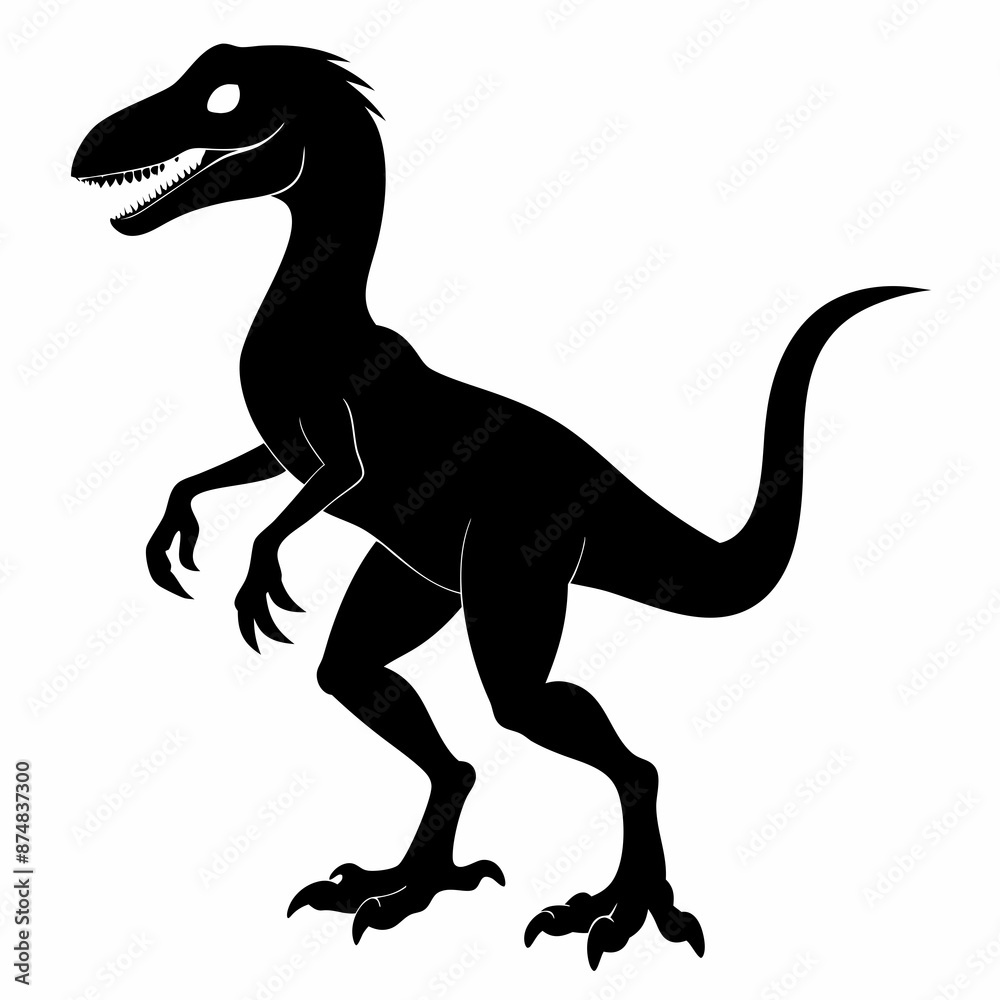 black Velociraptor Dinosaur silhouette vector black Velociraptor Dinosaur silhouette vector