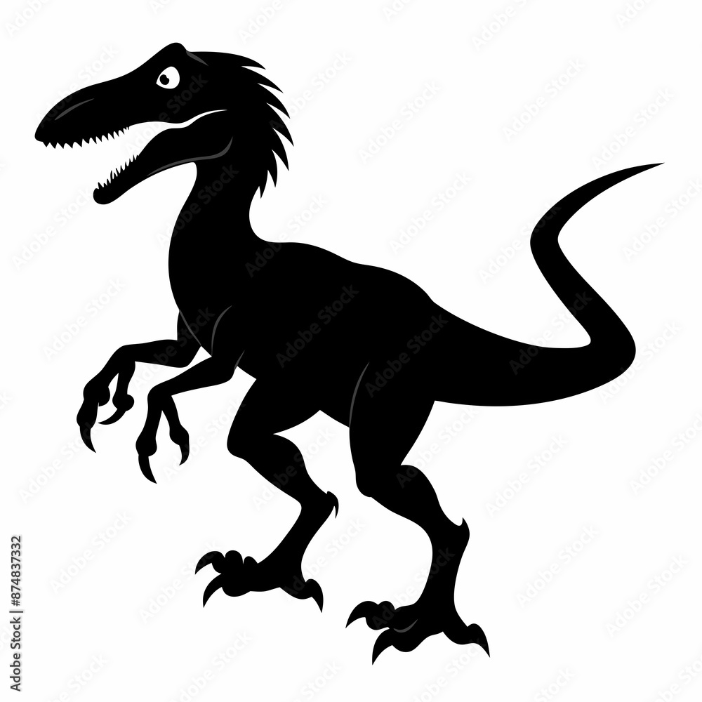 black Velociraptor Dinosaur silhouette vector black Velociraptor Dinosaur silhouette vector