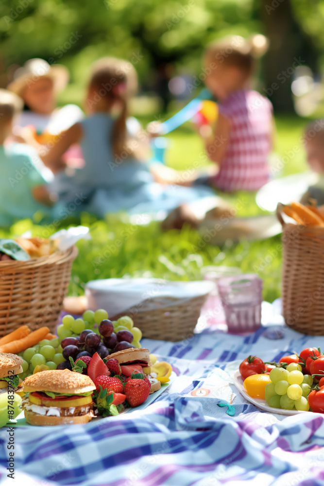 Family having lunch in a park during a sunny summer picnic Family having lunch in a park during a sunny summer picnic