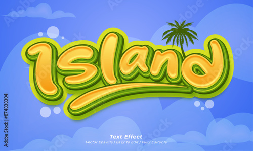 Vector 3d text effect island title style