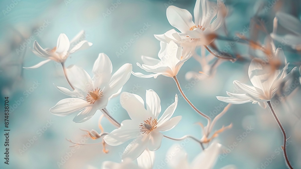 Delicate White Magnolia Blossoms in Soft Light