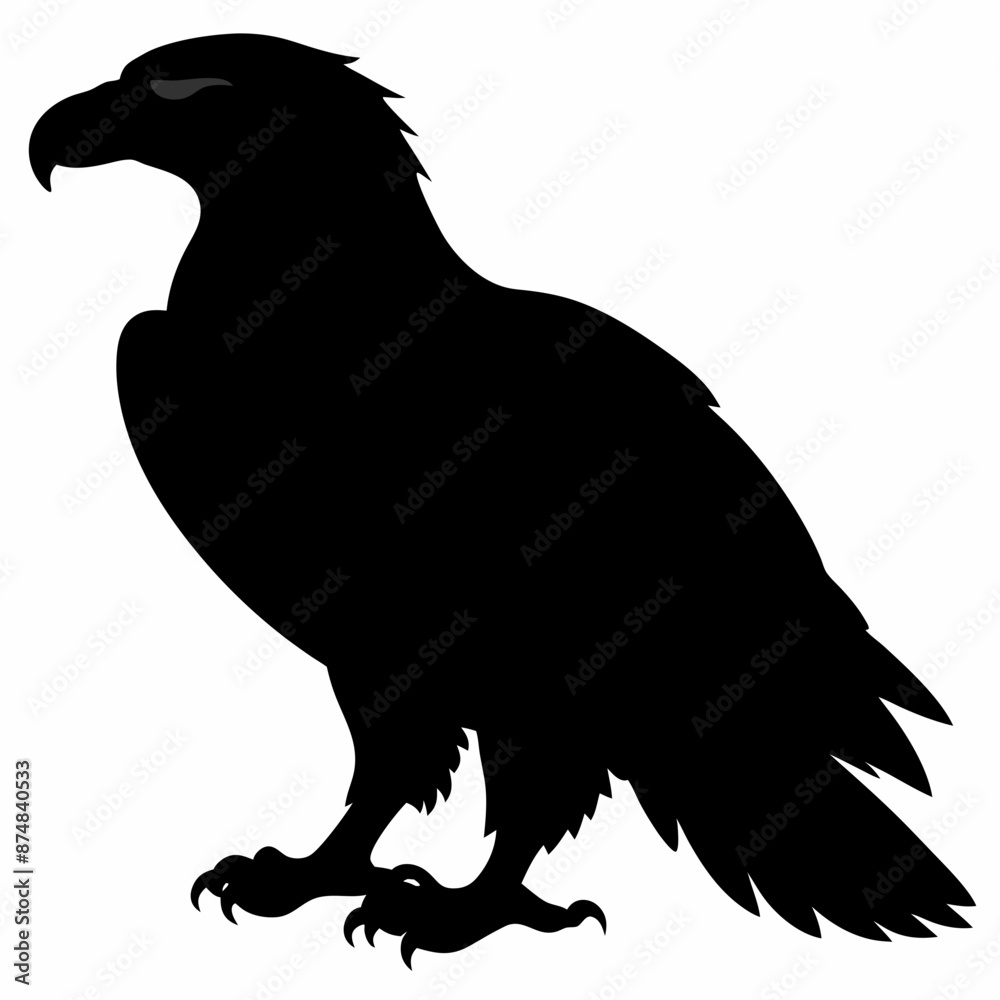 Fototapeta premium Eagle vector illustration, Bird isolated on white, eagle silhouette, Bald Eagle vector art