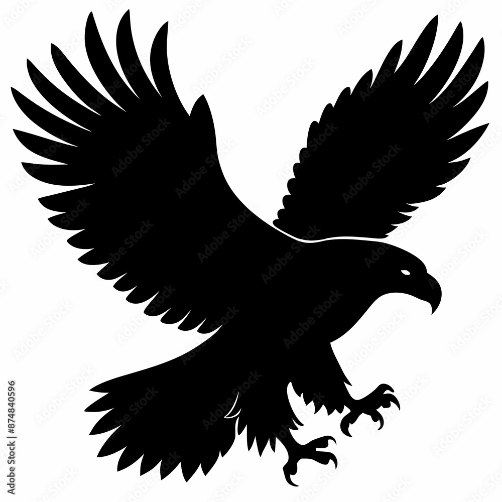 Obraz premium Eagle vector illustration, Bird isolated on white, eagle silhouette, Bald Eagle vector art