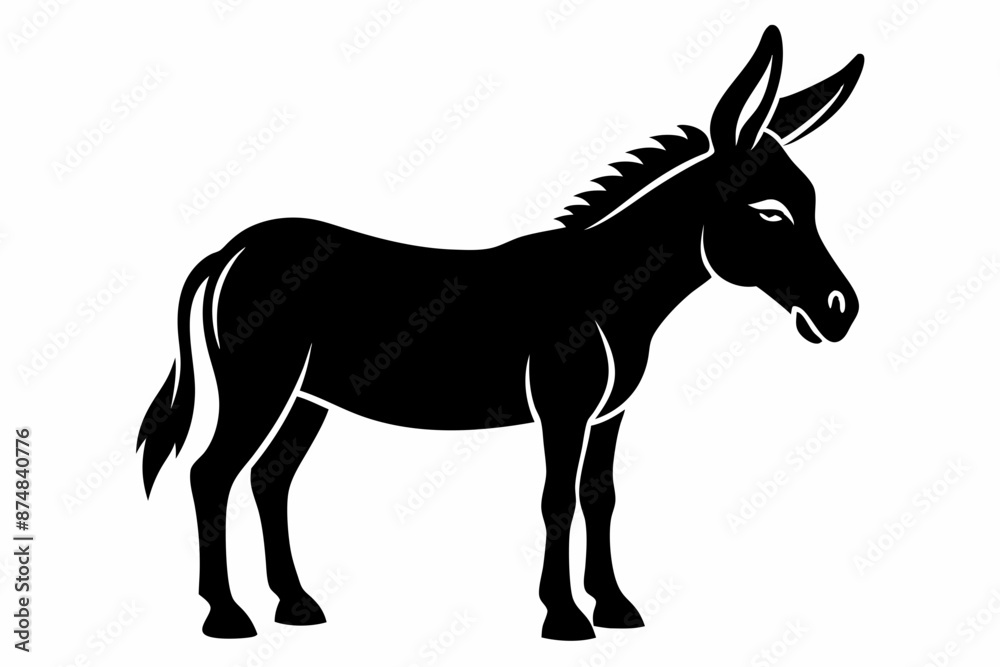 donkey silhouette vector, black donkey silhouette vector illustration on white background donkey silhouette vector, black donkey silhouette vector illustration on white background