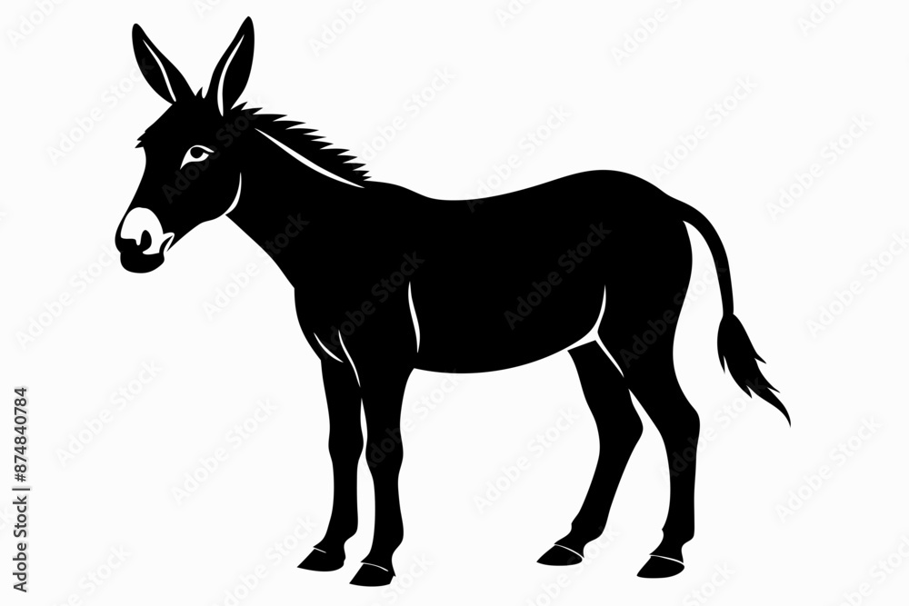 donkey silhouette vector, black donkey silhouette vector illustration on white background donkey silhouette vector, black donkey silhouette vector illustration on white background