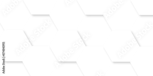 Abstract white 3d hexagon creative grid honeycomb structure mosaic pattern background. luxury minimal technology network abstraction tech digital tile vector wall banner surface polygon background.
