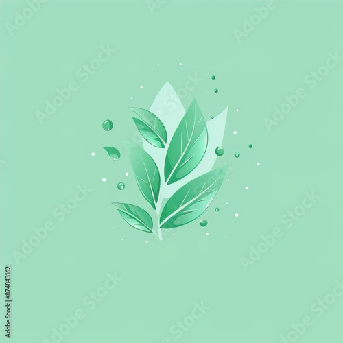 A clean, green-themed logo for an organic skincare brand with leaf and droplet motifs on a solid mint green background.