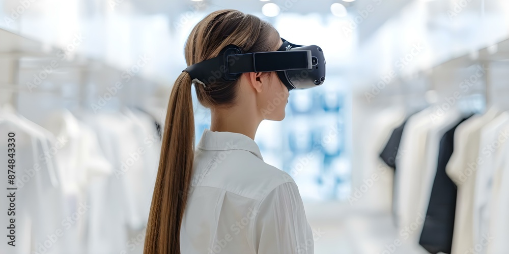 Enhancing Customer Experience Virtual Store Allows Customers to Browse with AR Glasses for Personalized Product Recommendations. Concept Augmented Reality Shopping, Virtual Store Experience Enhancing Customer Experience Virtual Store Allows Customers to Browse with AR Glasses for Personalized Product Recommendations. Concept Augmented Reality Shopping, Virtual Store Experience