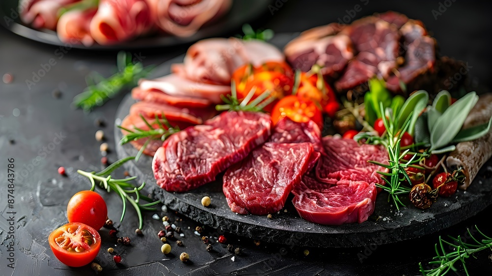 Exquisite Lab Grown Meat Tasting Platter Showcasing Diverse Flavors and Cuts for Culinary Adventure Exquisite Lab Grown Meat Tasting Platter Showcasing Diverse Flavors and Cuts for Culinary Adventure
