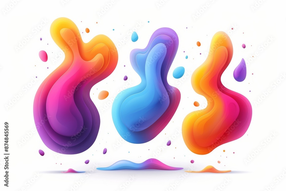 Obraz premium Abstract fluid shapes with vibrant gradients, capturing motion and creativity in a dynamic visual composition.