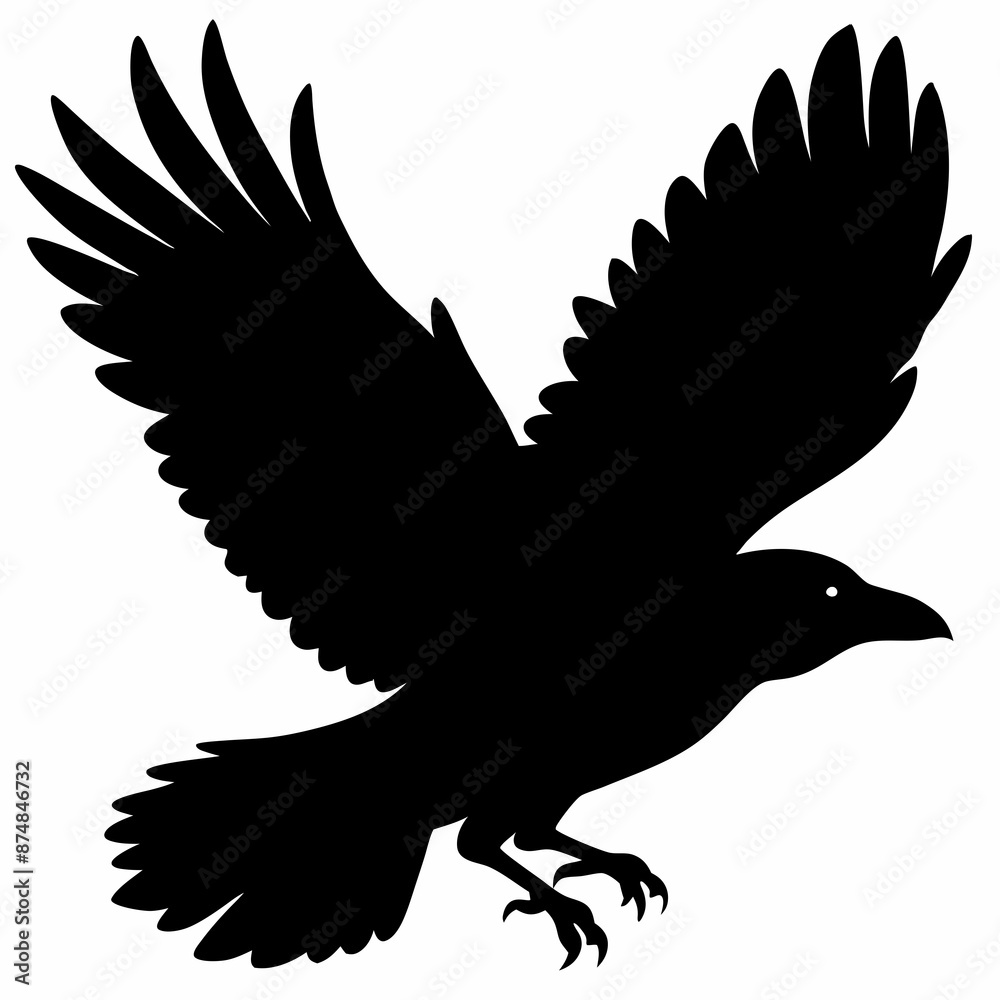 Fototapeta premium Crow vector illustration, bird isolated on white,Crow silhouette, eagle vector art
