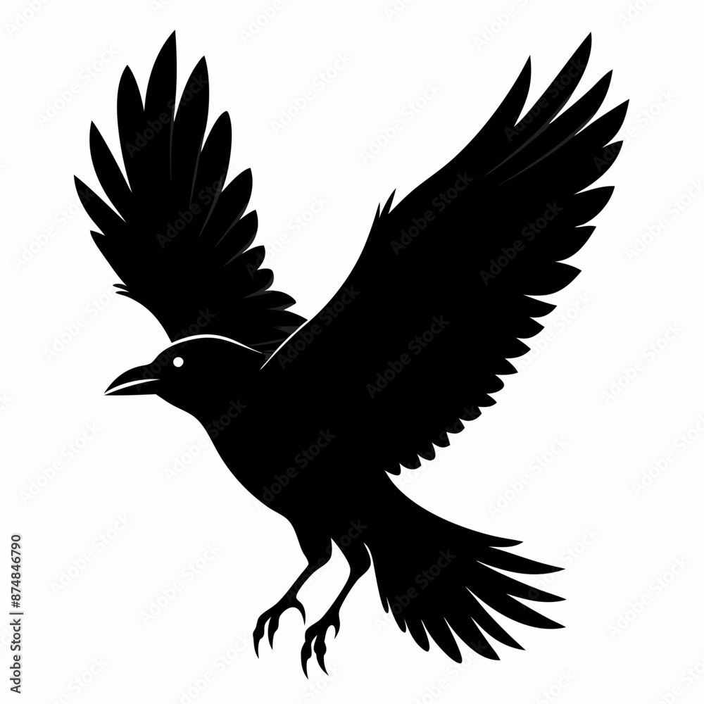 Fototapeta premium Crow vector illustration, bird isolated on white,Crow silhouette, eagle vector art